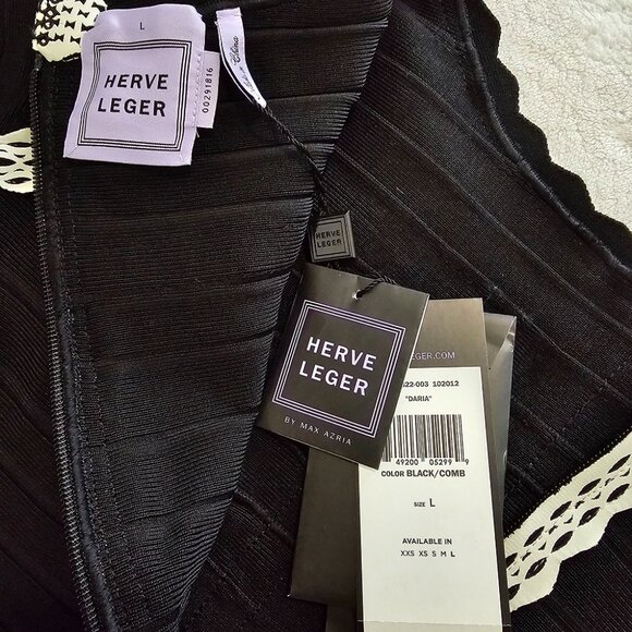 Herve Leger by BCBG Max Azria Black and White contrast Mini Dress in size L - Picture 5 of 6